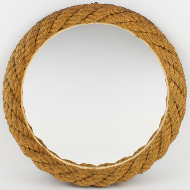 Adrien Audoux and Frida Minet Mid-Century Audoux Minet Wall-Mounted Nautical Rope Mirror For Sale - Image 4 of 10