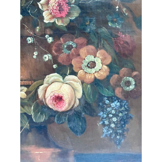 Unknown, Still Life with Flowers 1900, Oil on Canvas For Sale - Image 9 of 12