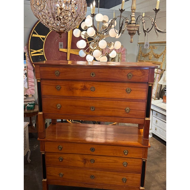 Pair of French Empire Walnut Commodes For Sale - Image 4 of 11