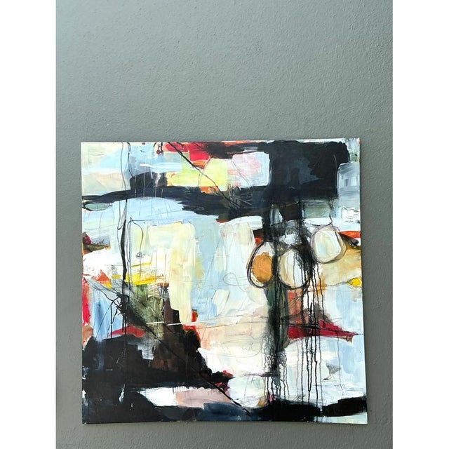Vintage Abstract Expressionist Oil Painting on Canvas For Sale - Image 4 of 12
