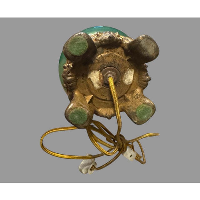 Vintage Jade Green Steuben Art Glass Table Lamp With Applied Decoration For Sale - Image 9 of 11