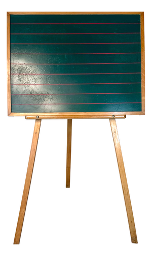 Vintage Freestanding Reversible School Blackboard with Wooden Three-Legged Stand, 1950s