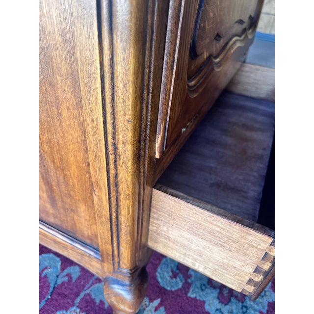 Pair of Vintage French Louis XV-Style Carved Oak Fall-Front Nightstands For Sale - Image 6 of 12
