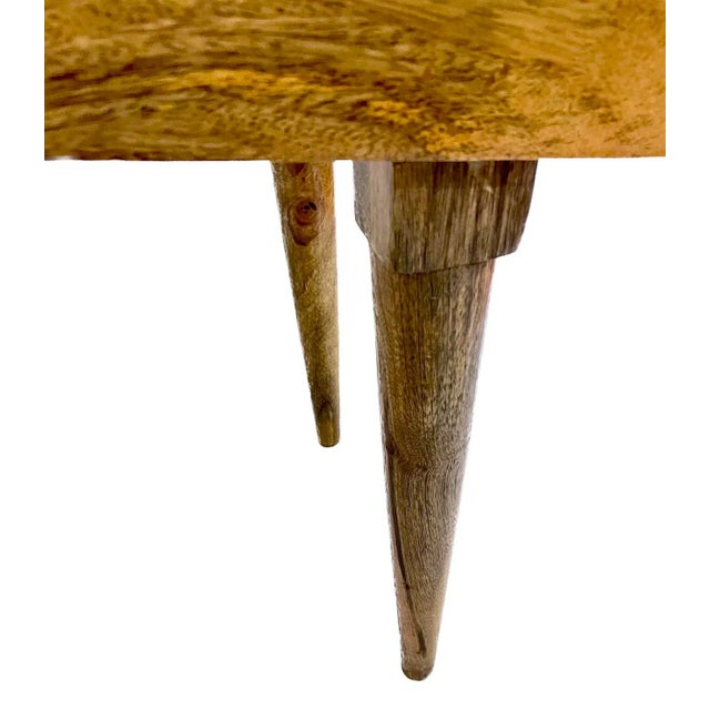 Wood Midcentury Style Chevron Slatted Bench For Sale - Image 7 of 8