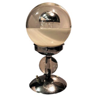 Hungarian Bauhaus Nickel & Plated Brass Table Lamp, 1930s For Sale