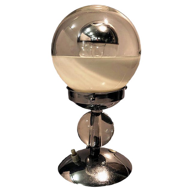 Hungarian Bauhaus Nickel & Plated Brass Table Lamp, 1930s For Sale