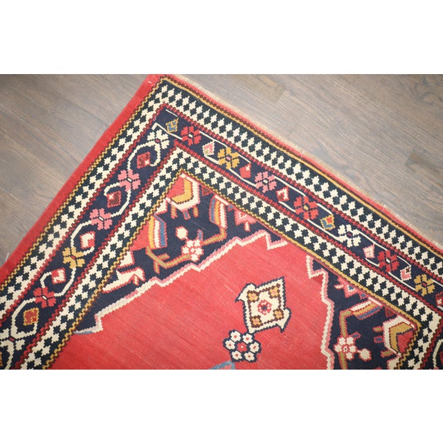 19th Century Antique Zabihi Collection Senneh Jewel Toned Kilim For Sale - Image 9 of 10