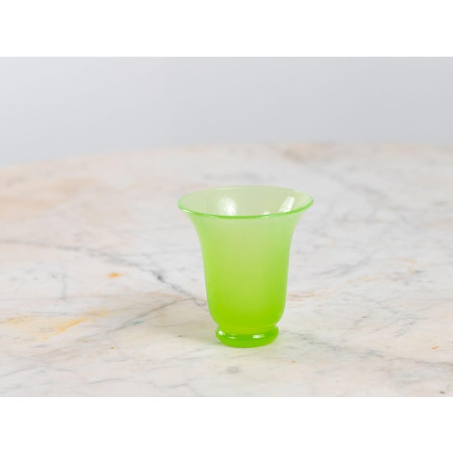 Glass Opaline Lime Green Glass Vase and Dish, France 1920s For Sale - Image 7 of 12