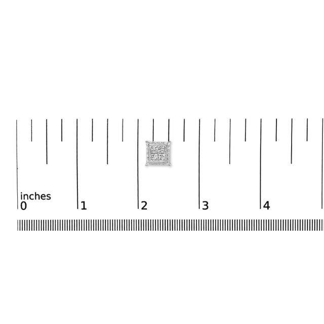 14K White Gold Princess-Cut Diamond Wavy Quad Stud Earrings, A Pair For Sale In New York - Image 6 of 6