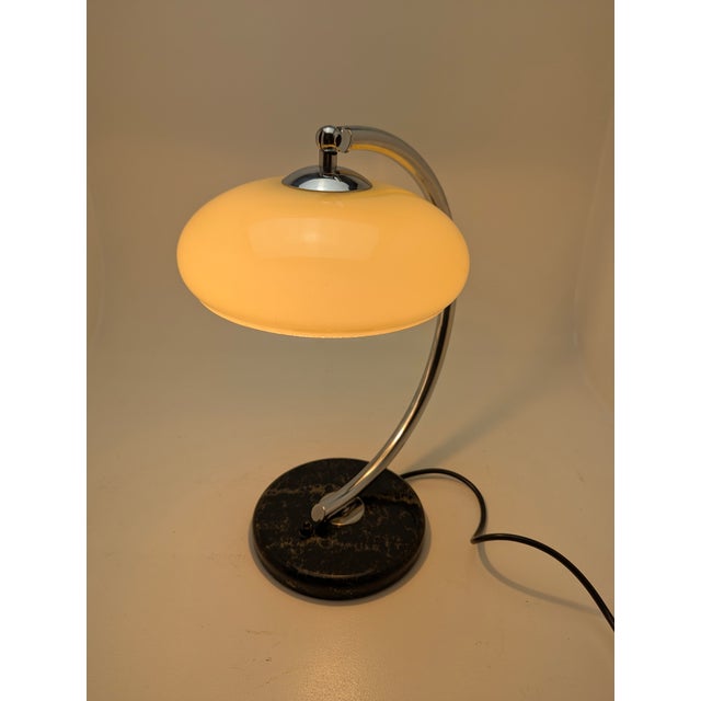 1920s German Art Deco Bauhaus Table Lamp with Glass Shade and Marble Base, 1920s For Sale - Image 5 of 18
