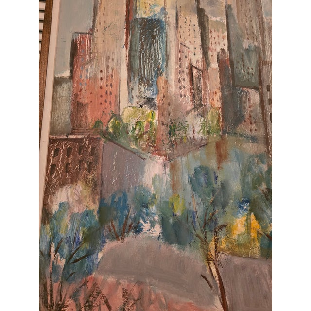 Vintage Signed Painting Mid Century Modern Cityscape For Sale - Image 14 of 14