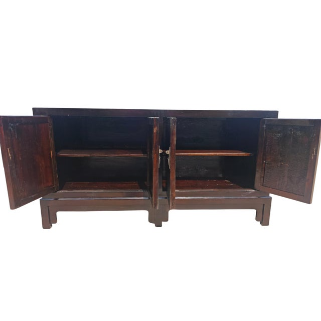 Early 20th Century Chinese Lacquered 4 Door Sideboard For Sale - Image 4 of 4
