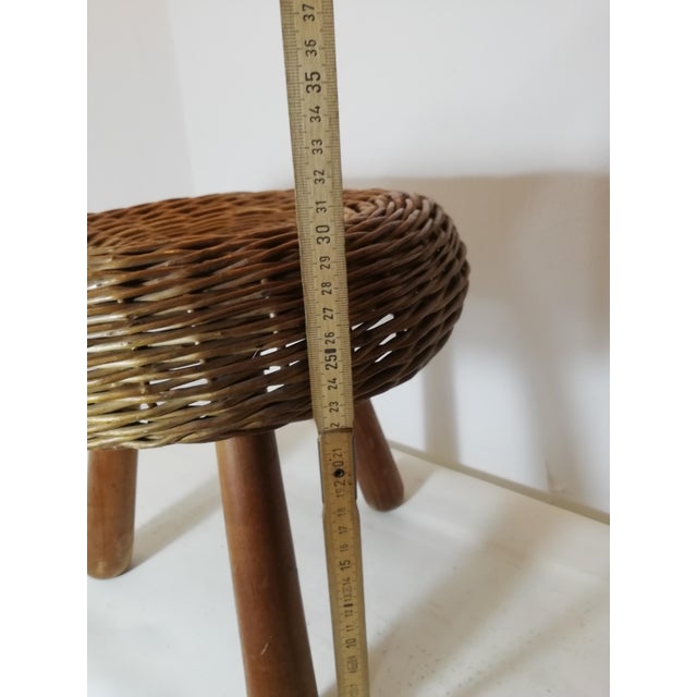 Wood Vintage Wicker Stool by Tony Paul, 1950s For Sale - Image 7 of 8
