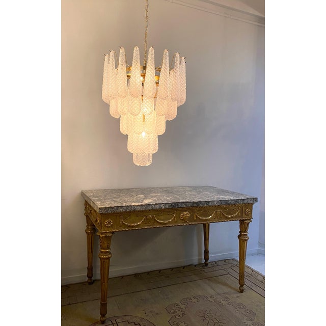 Glass Italian Modern Murano Chandelier with 52 Glass Petals Drop, 1970s For Sale - Image 7 of 13