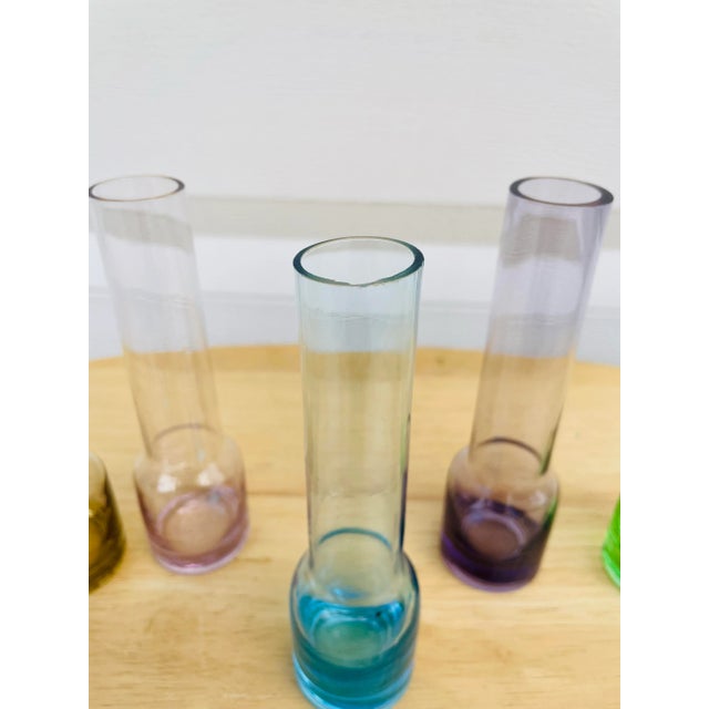 Glass Set of 5 Vintage Mid Century Modern Blown Glass Bud Vases For Sale - Image 7 of 12