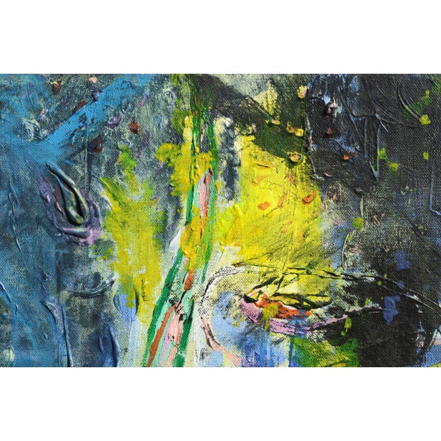 Abstract Expressionism 1998 Abstract Blue, Yellow, and Black Composition by Unknown For Sale - Image 3 of 8