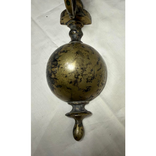 Antique 18th Century 2pc. Wall Mount Dutch Brass Sconce Fixture Wall Hook Hanger For Sale In New York - Image 6 of 12