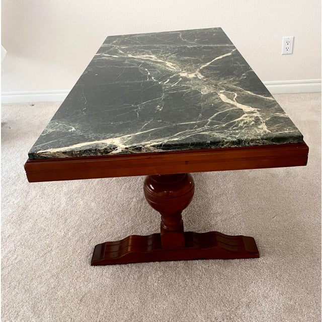 Marble and Wood Coffee/Cocktail/Display Table Mid 20th Century Great Vintage Condition For Sale In Denver - Image 6 of 11