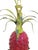 Chelsea House Inc Vintage Custom Hand Painted Palm Beach Regency Pink Green Pineapple 6 Light Chandelier W/ Striped Shades For Sale - Image 4 of 12