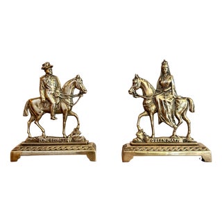Vintage Brass Doorstops, 1920, Set of 2 For Sale