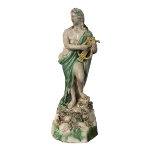 Antique Neoclassical 18th Century English Georgian Ralph Wood Pearlware Figure of Apollo with HIs Lyre