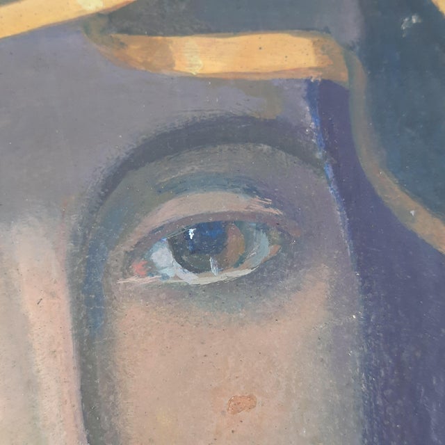 Madonna Icon, Tempera Painting on Masonite, 1940s, Framed For Sale - Image 6 of 13