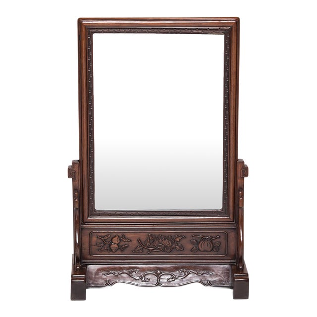 Chinese Table Screen With Mirror, C. 1850 For Sale
