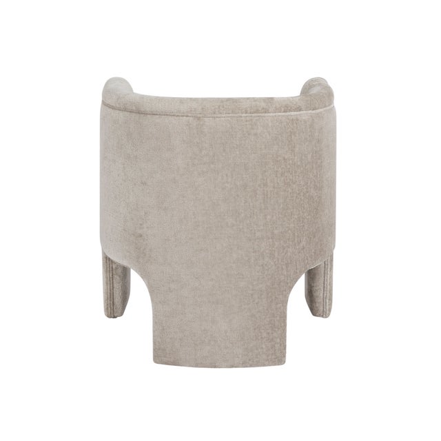 Worlds Away Matthew Izzo Home Lansky Taupe Chenille, Three Leg, Barrel Back Club Chair For Sale - Image 4 of 7