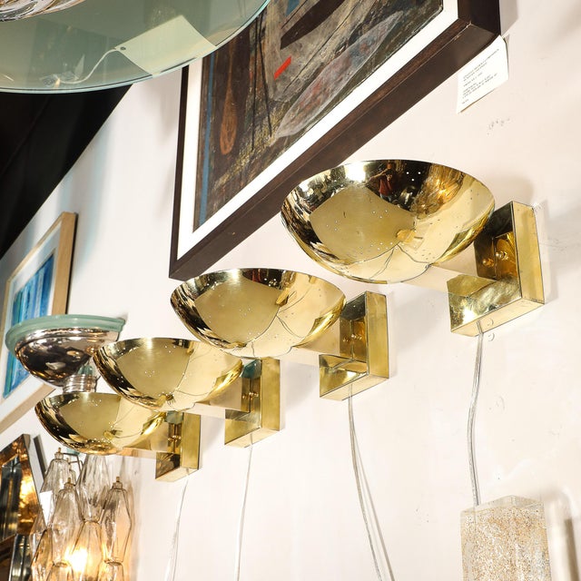 Set of Four Mid-Century Modernist Polished Brass Sconces by Paavo Tynell For Sale In New York - Image 6 of 18