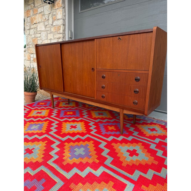 1960s Mid-Century Modern Danish Teak Highboard For Sale - Image 5 of 12