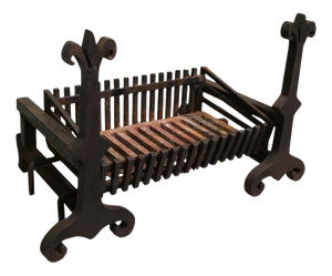 Large 19th Century Andirons with Grate These Are Heavy Hand Forged Iron Andiron, 1900