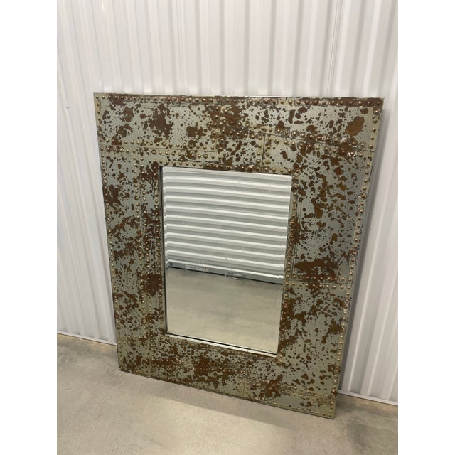 Rustic Vintage Patchwork Metal Mirror For Sale - Image 3 of 5
