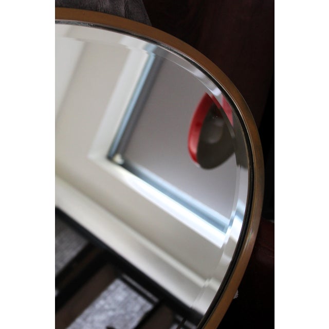 Late Victorian Oval Faceted Brass Wall Mirror, 1890s For Sale - Image 3 of 11