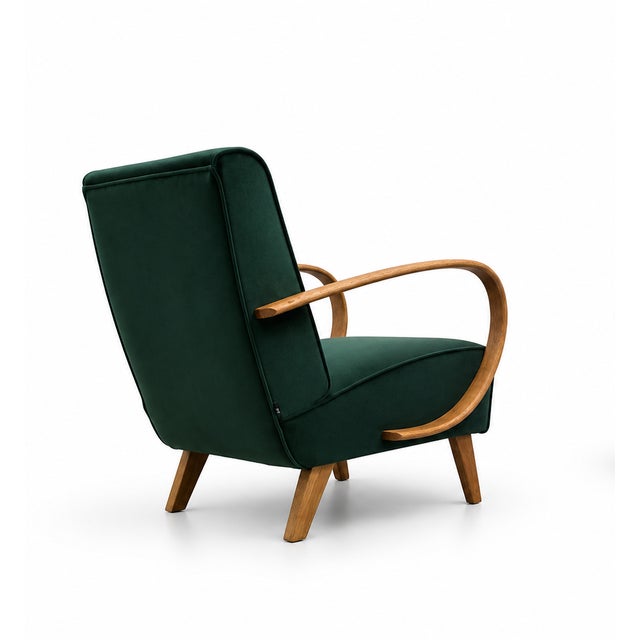 Vintage Bentwood Chair in Emerald Green Velvet by Jindrich Halabala, 1930 For Sale - Image 9 of 10