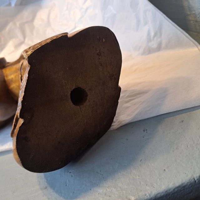 Japanese Mid-Century Wood Statue of a Lady Asian Wood Carved Headpiece Statue For Sale - Image 3 of 11