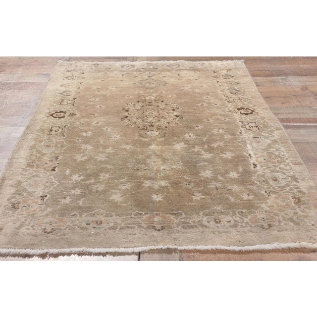 Tan Mid 20th Century Neutral Vintage Persian Kashan Rug, 03'01 X 05'03 For Sale - Image 8 of 10