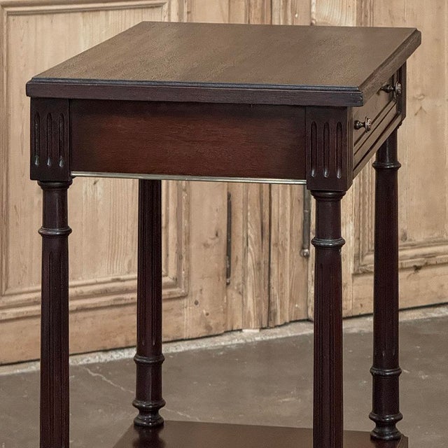 French Mid-Century Louis XVI Style Mahogany & Brass End Table For Sale - Image 10 of 18