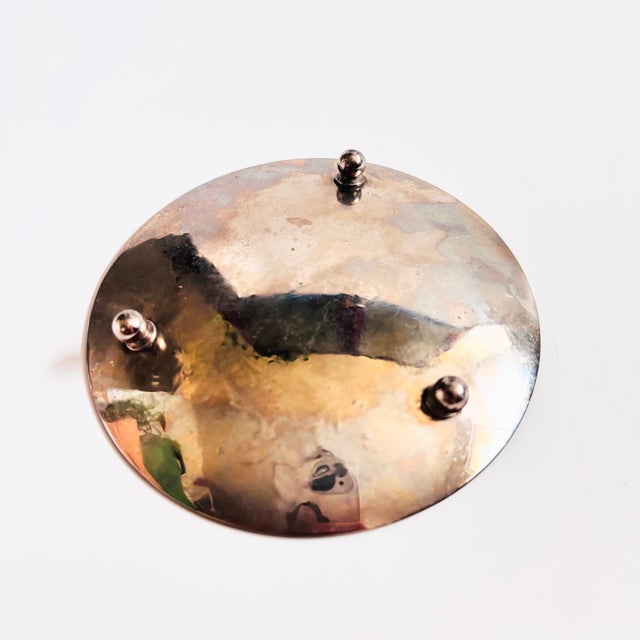 Metal Vintage Circular Etched Brass Tray For Sale - Image 7 of 7