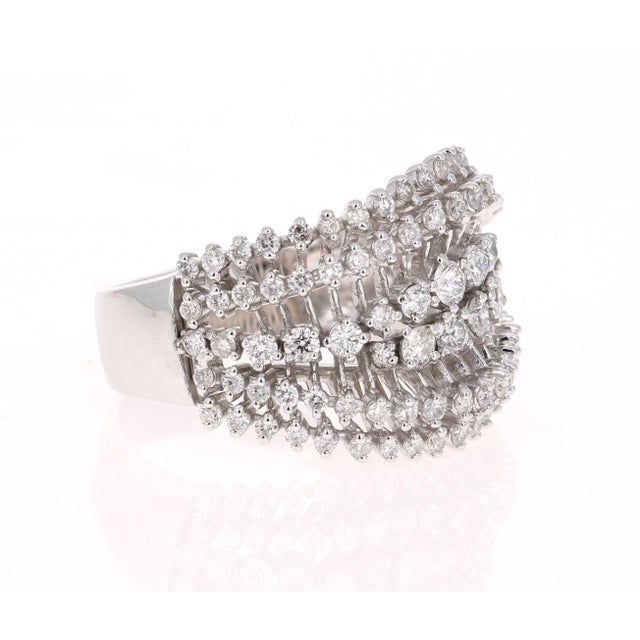 Roshe Jewels Diamond Ring 1.49 Carat Natural Diamonds 14KW Gold Cocktail Ring Classy Cocktail Ring with Diamonds. This...