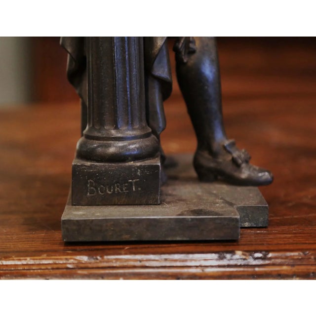 Figurative 19th Century Patinated Spelter Figure of French Philosopher Blaise Pascal For Sale - Image 3 of 13