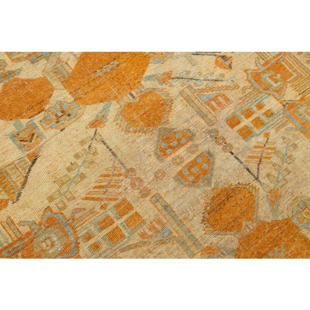 Textile Antique Persian Afshar Handmade Tan & Orange Wool Rug With Allover Design For Sale - Image 7 of 9