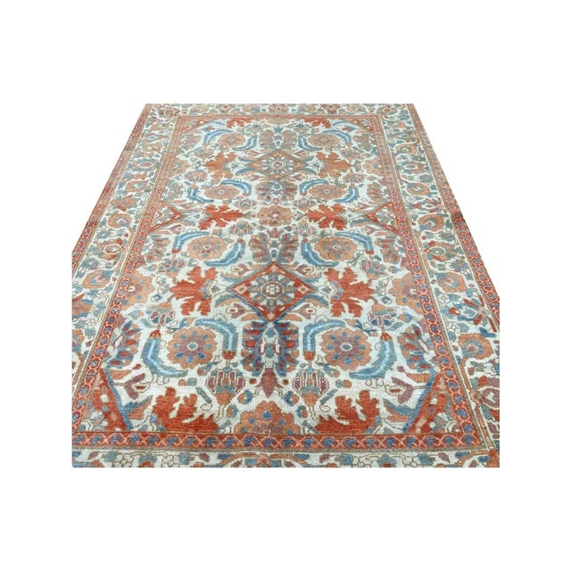 Exact Size: 5'1" x 6'10" Color: Natural Age: Old Materials: Wool Construction: Hand Knotted