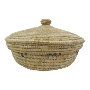 Alaskan Native Tlingit Coil Geometric Design Basket With Lid