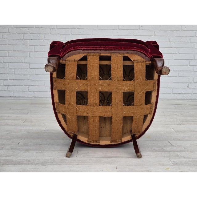 Danish Lounge Chair in Velour & Beech, 1950s For Sale - Image 13 of 18