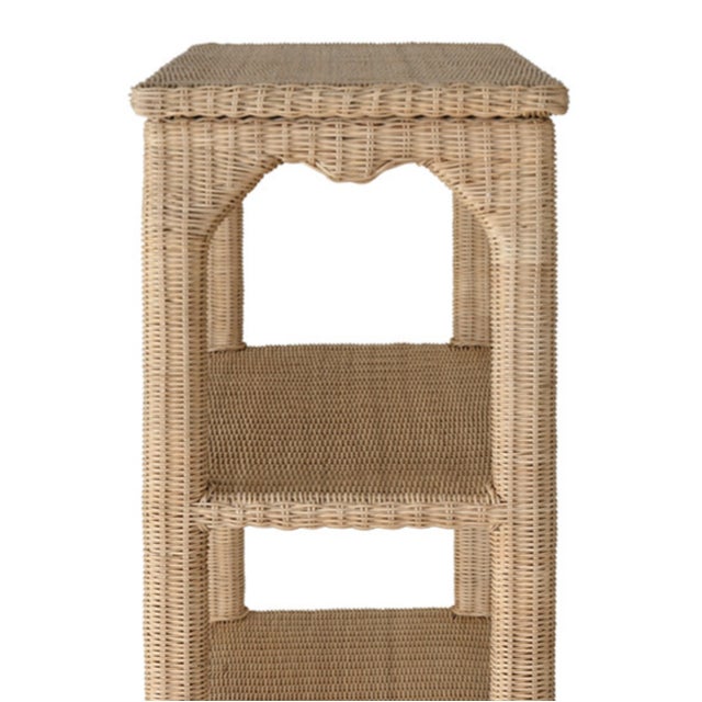 Worlds Away Matthew Izzo Home Cavalier Ming Style Five Shelf Etagere in Woven Rattan For Sale - Image 4 of 9
