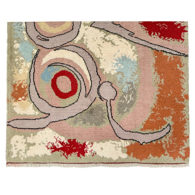 Vintage French Gobelin Mid-Century Joan Miro Art “Woman and Birds” Area Rug 3′7″ X 5′8″ For Sale - Image 15 of 18