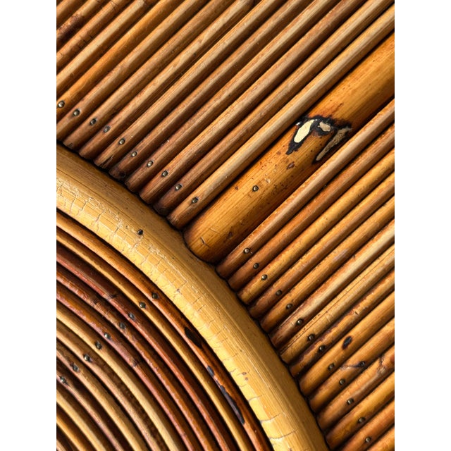 Brown Sunburst Rattan Coffee Table, Attributed to Vivai Del Sud, Italy, 1970s For Sale - Image 8 of 17