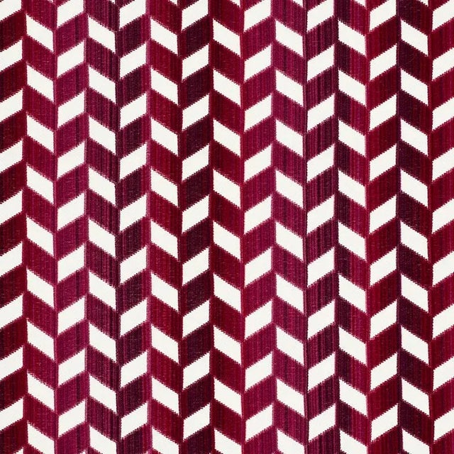 Contemporary Schumacher Chevron Strie Velvet Fabric in Garnet For Sale - Image 3 of 3
