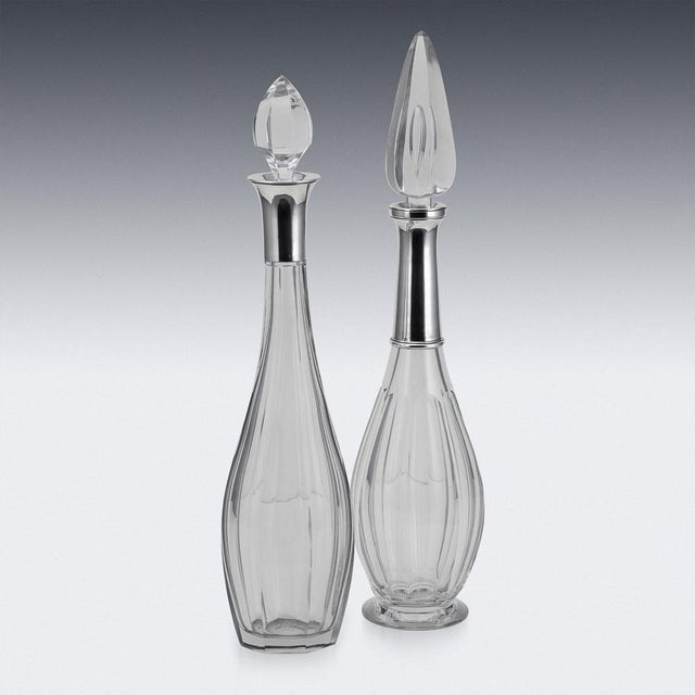 20th Century Art Deco French Silver & Baccarat Crystal Decanter, 1920s For Sale - Image 11 of 13