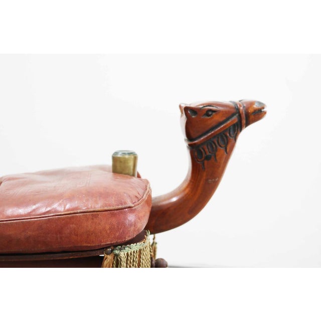Wood Vintage Egyptian Camel Saddle Stool in Leather and Wood, 1950s For Sale - Image 7 of 11